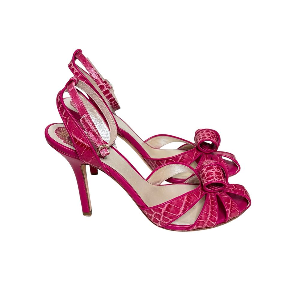 Christian Dior Crocodile Embossed Leather Karma Sandal Violet Moyen 37.5 7.5